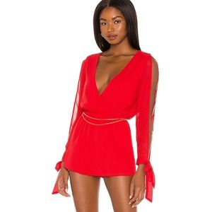 Jocelyn revolve long sleeve Romper in Red